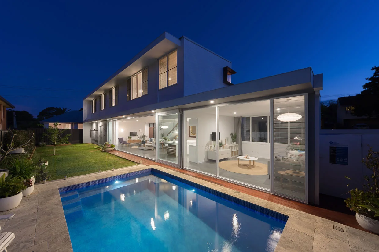 Two Storey Rear Dusk Pool